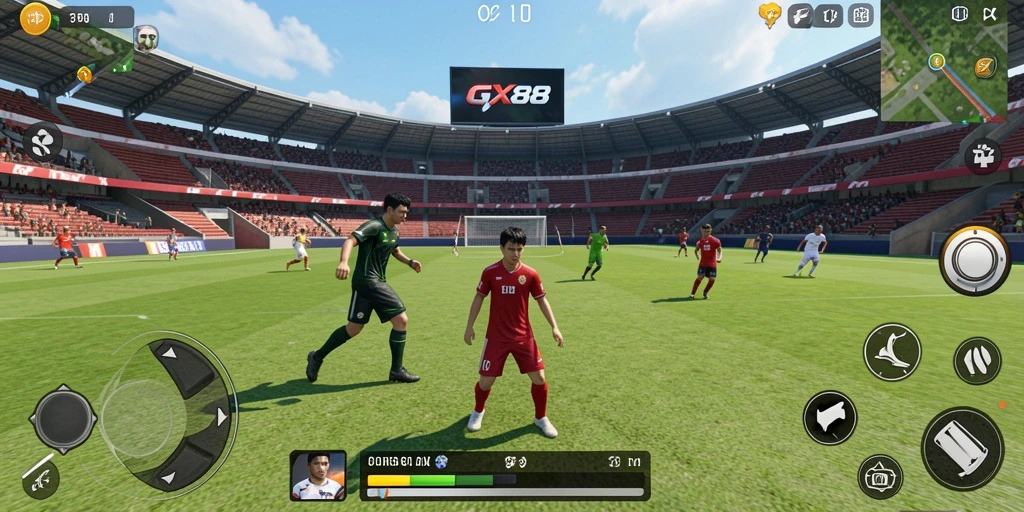 Tampilan gameplay GX88 yang mendebarkan dengan aksi olahraga yang intens.
