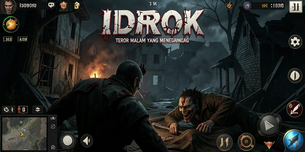 Screenshot gameplay beratmosfer dengan elemen horor yang menakutkan.