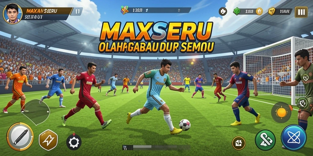Tampilan gameplay MAXSERU yang menarik dan penuh aksi olahraga.