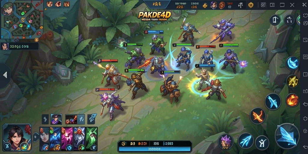 Screenshot utama dari gameplay <strong>PAKDE4D</strong> yang menampilkan aksi pertarungan seru.