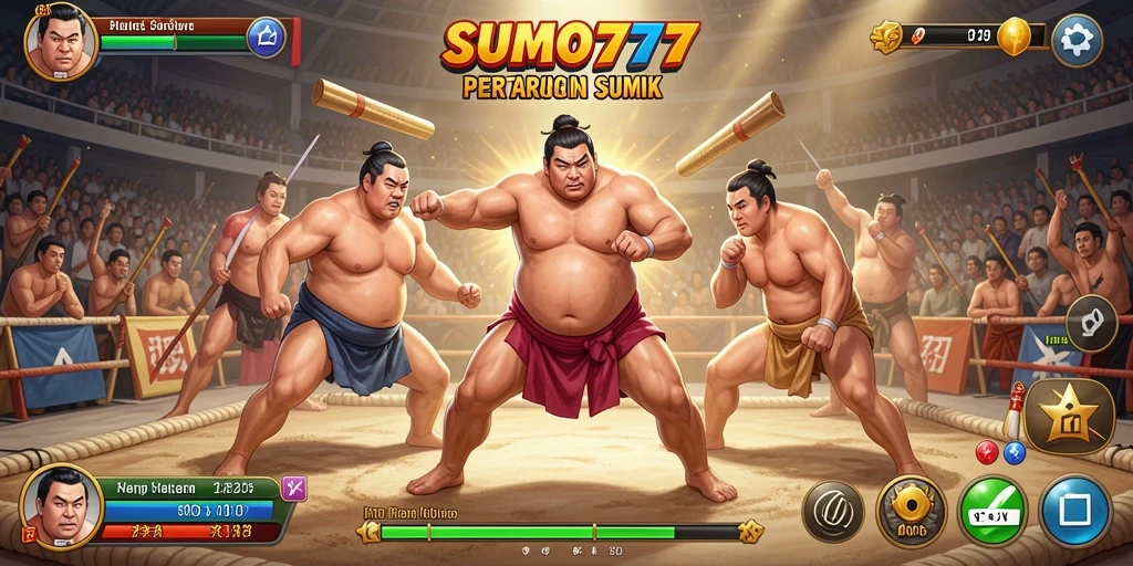 Gameplay <strong>SUMO777</strong> yang seru dalam pertarungan Sumo.