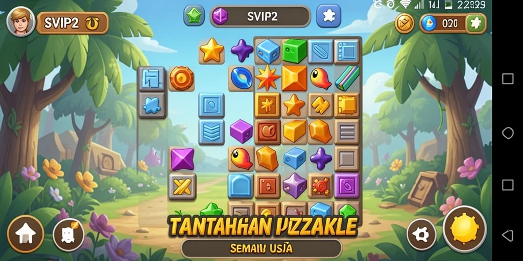 Tangkapan layar gameplay SVIP2 menampilkan berbagai tantangan puzzle.