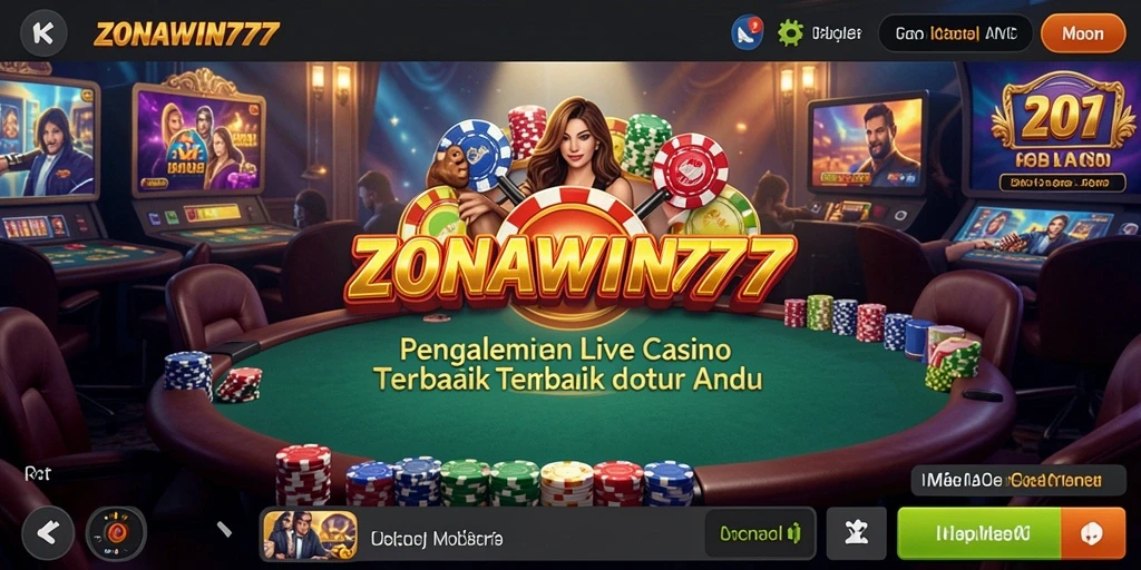 Screenshot gameplay ZONAWIN777 menampilkan dealer profesional dan suasana kasino langsung.